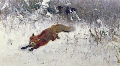 Fox Being Chased Through the Snow by Bruno Andreas Liljefors